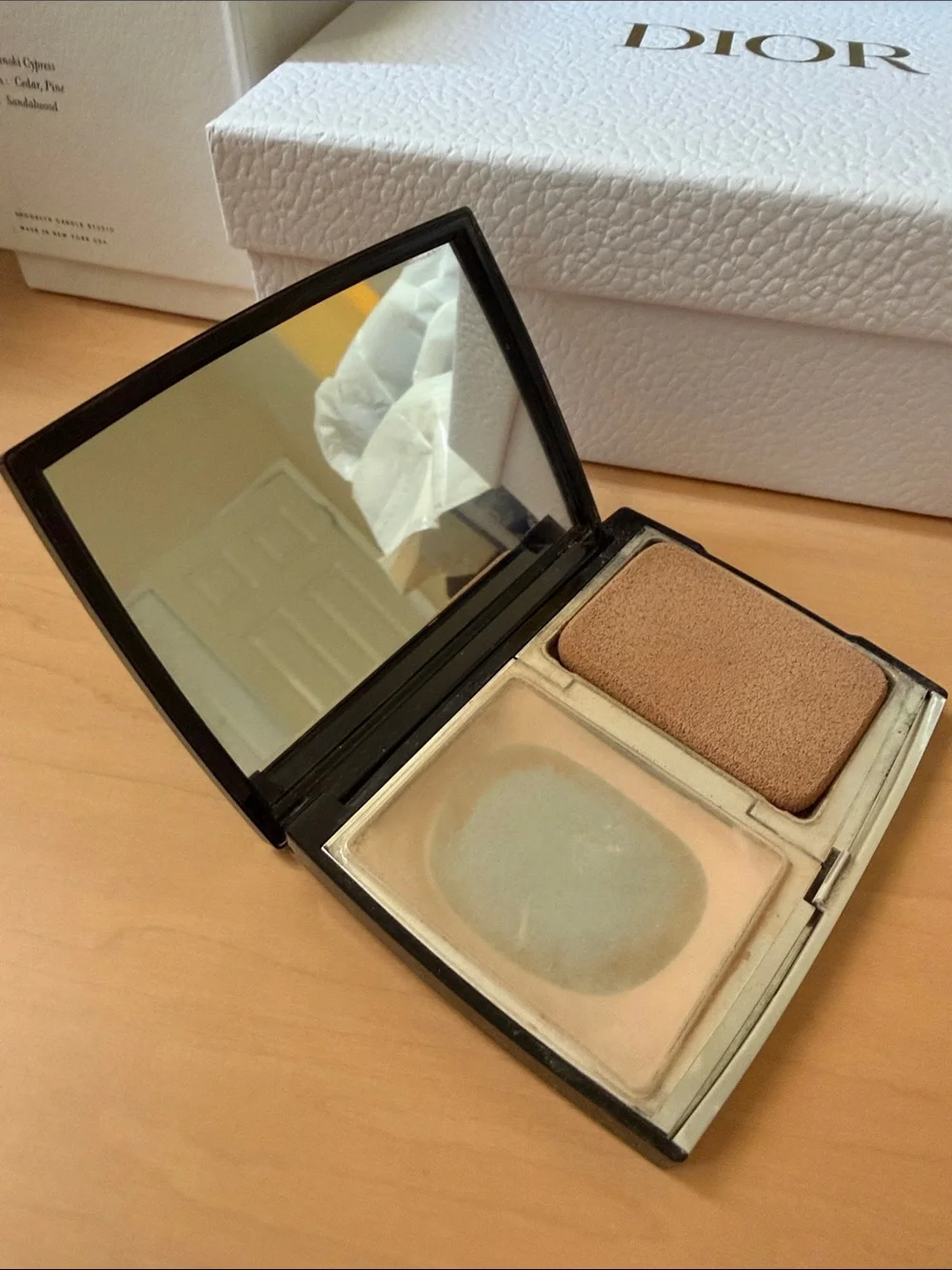 Dior Black Gloss Compact Case with White Logo
